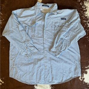 Men's Blue Checkered Fishing Shirt